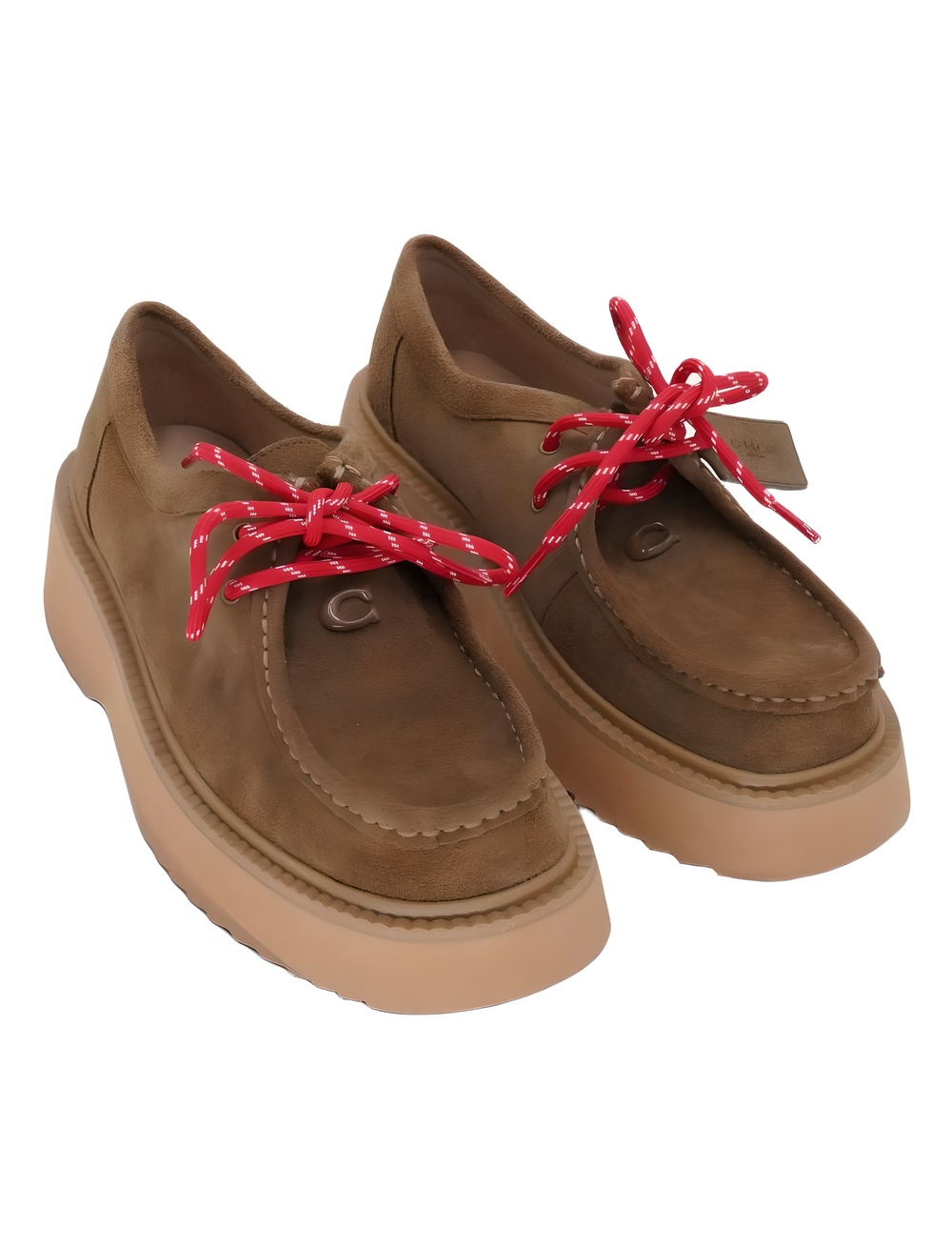 Coach Sculpt C SUE Coconut Suede Platform Lace Up Shoes Size 8B